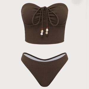 Samiol Brown Decorative Rope Tankini Set Medium - New With Tag